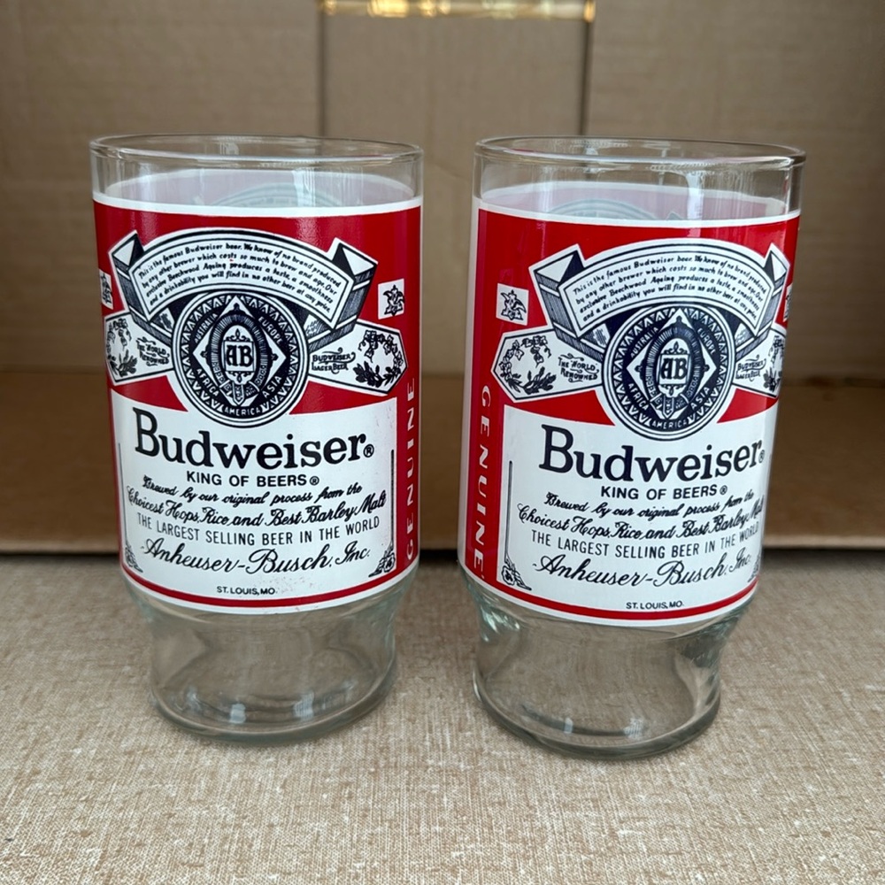 Set of Vintage Budweiser Beer Drinking Glasses